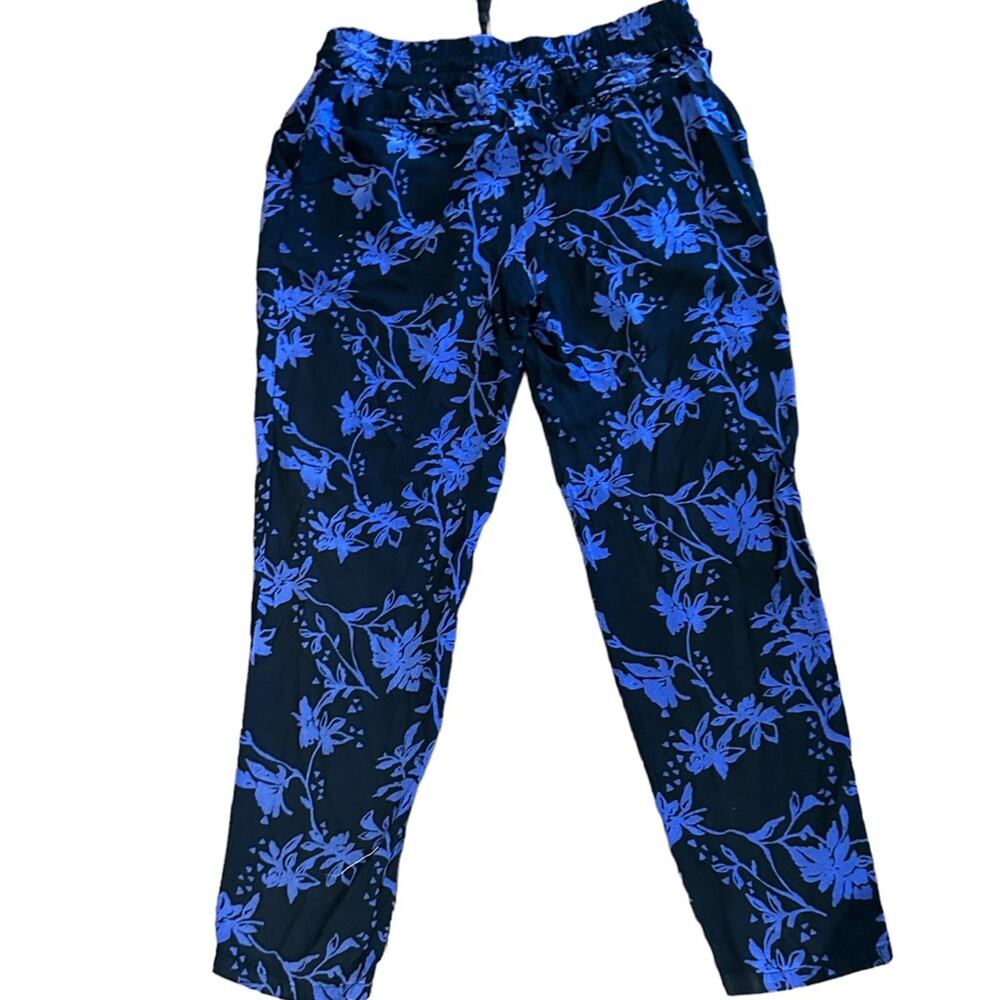 Lucky Brand Blue Floral Rayon Dress Pants with Drawstring Waist Womens Small